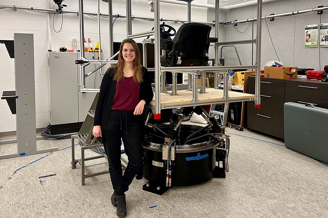 Dr. Angelica Lang (PhD) is an assistant professor in USask's College of Medicine and director of the Musculoskeletal and Ergonomics Lab at the Canadian Centre for Rural and Agricultural Health. (Photo: Jen Quesnel/Cascade Communications)