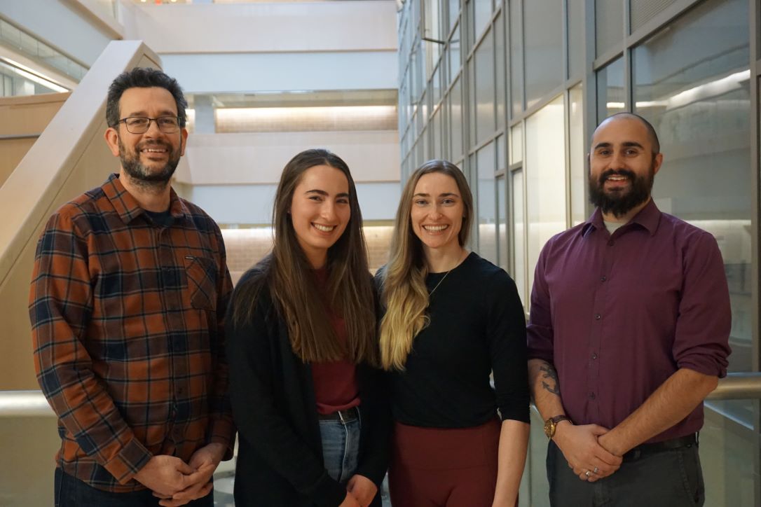 USask researchers Dr. John Howland (PhD), Ilne Barnard, Tallan Black, and Dr. Robert Laprairie (PhD). (Photo credit: submitted.)